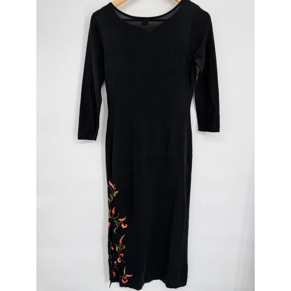 Peruvian Connection Sweater Dress Women S Dark Floral Embroidered Old Money
